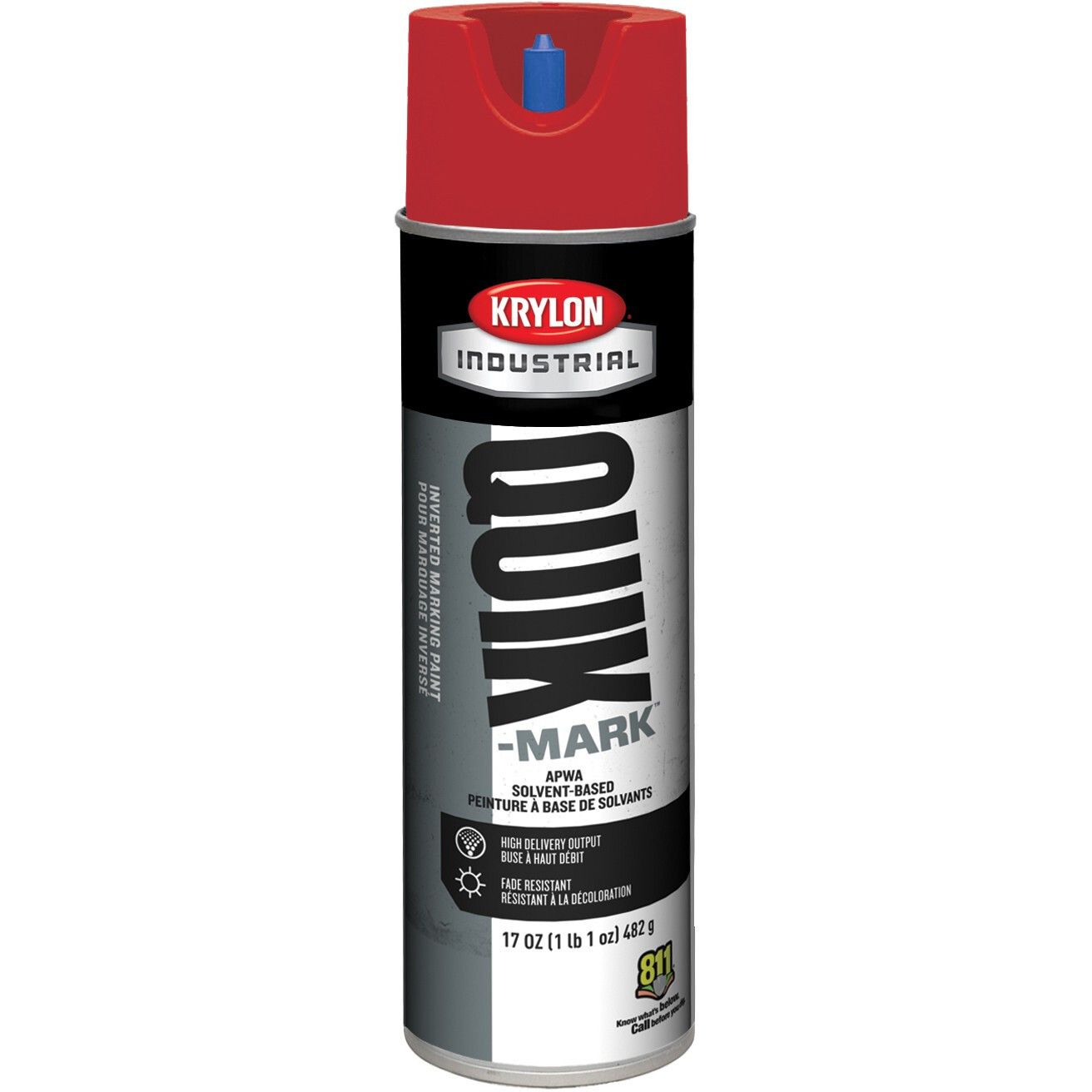 Krylon A03611007 Quik-Mark 17 oz Solvent Base APWA Red Marking Paint, Case of 12