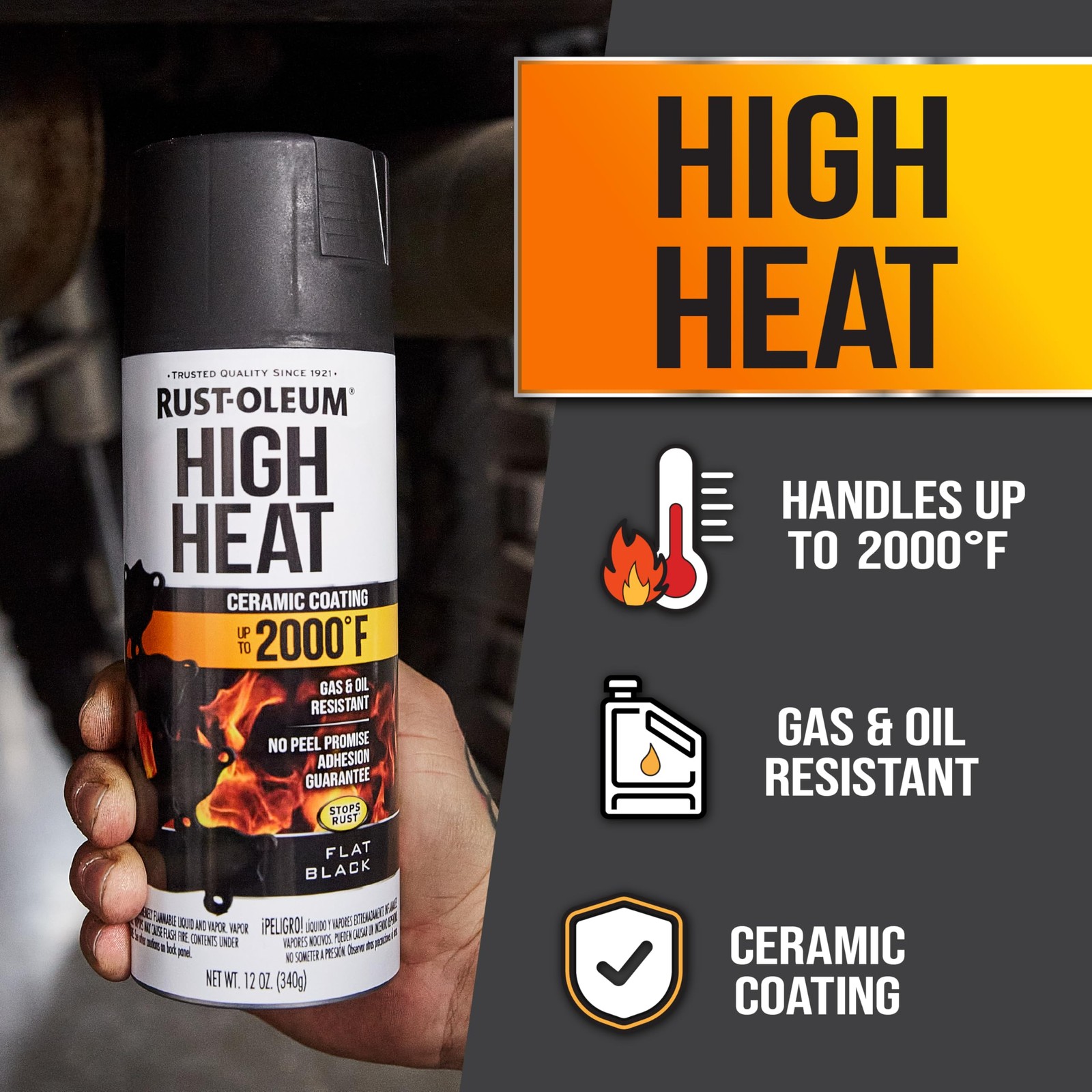 Rust-Oleum 248903 Automotive High Heat Spray 12 Ounce (Pack of 1), Flat Black