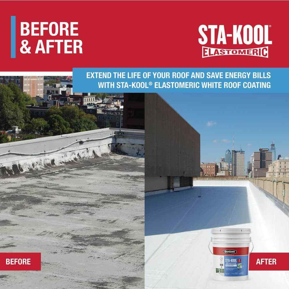 Gardner Sta-Kool 5 Gal Elastomeric White Reflective Roof Coating UV Heat Sealant