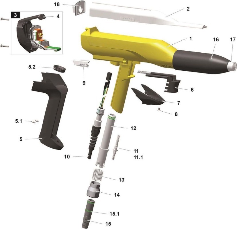 GM03 Threaded Sleeve 1007229 for Ga03 Manual Powder Coating Gun Select