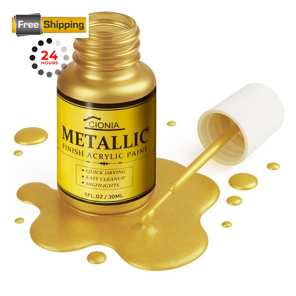CIONIA Gold Paint Metallic Acrylic, 1 Fl Oz (Pack of 1), Antique