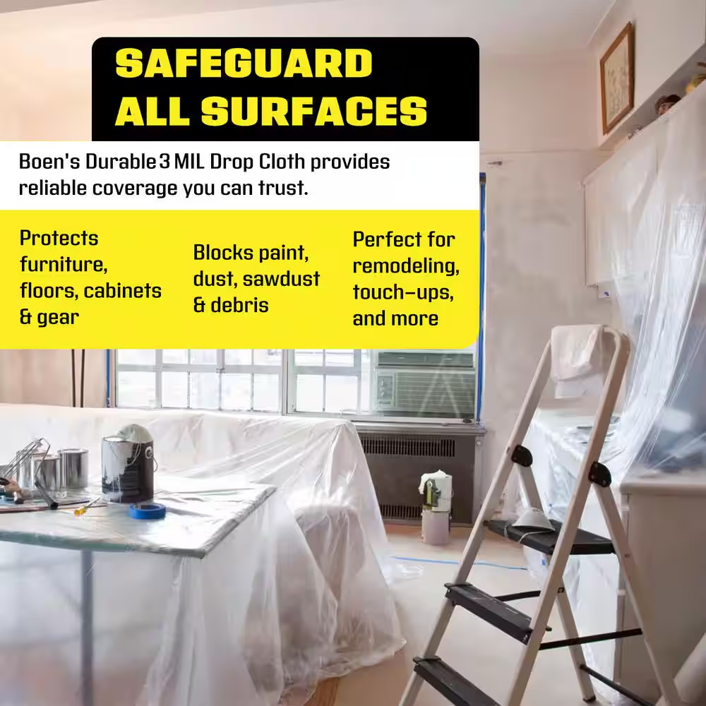 Painters Plastic Sheeting 10 Ft. X 25 Ft. 3 Mil Clear Plastic Drop Cloth
