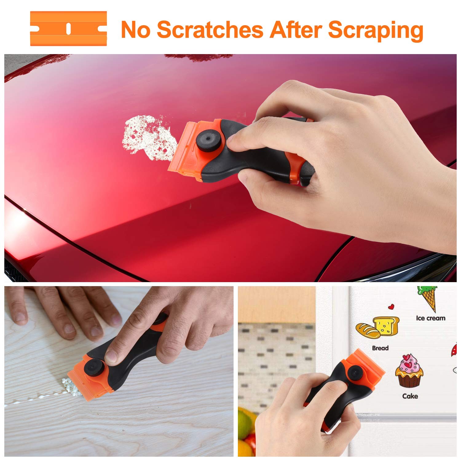 2PACK Razor Blade Scraper, 2-in-1 Scraper Tool 4.7×1.8×0.4inches, Blue+orange