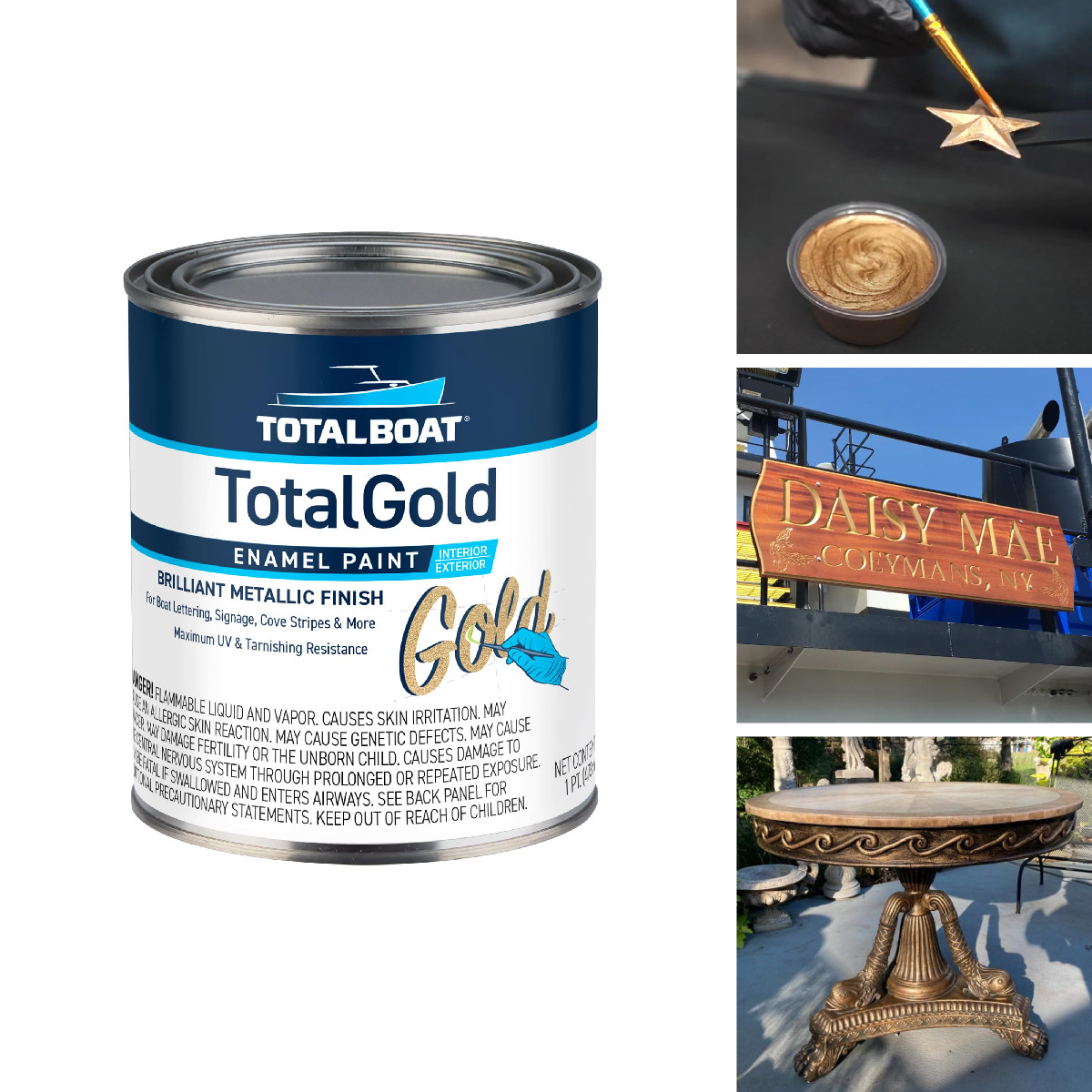 Totalboat Totalgold Gold Enamel Metallic Paint For Boats Sign Lettering And