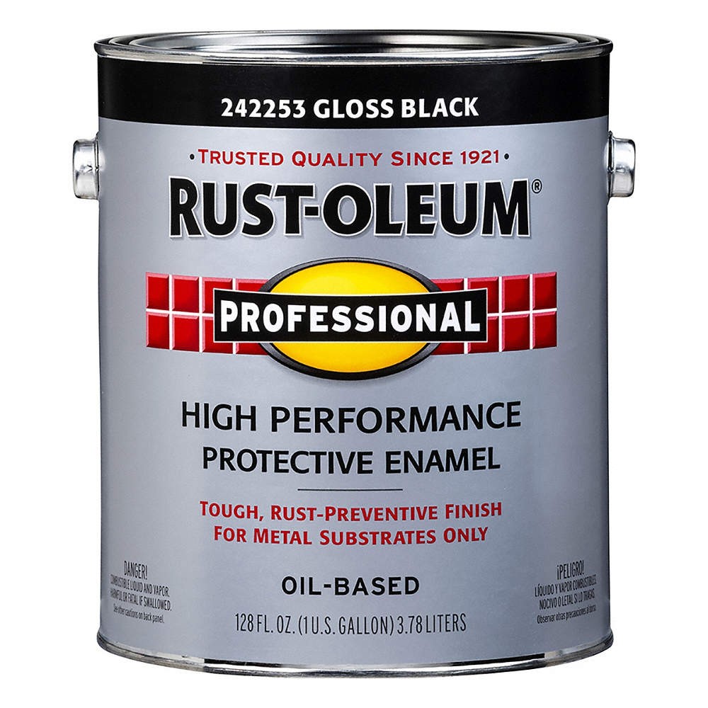 RUST-OLEUM 242253 Alkyd EnamelBlackGloss,1gal 3ZHX3