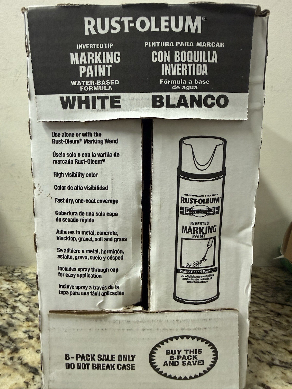 Rust-Oleum Professional Inverted Marking Paint White Water-based paint 6 PACK
