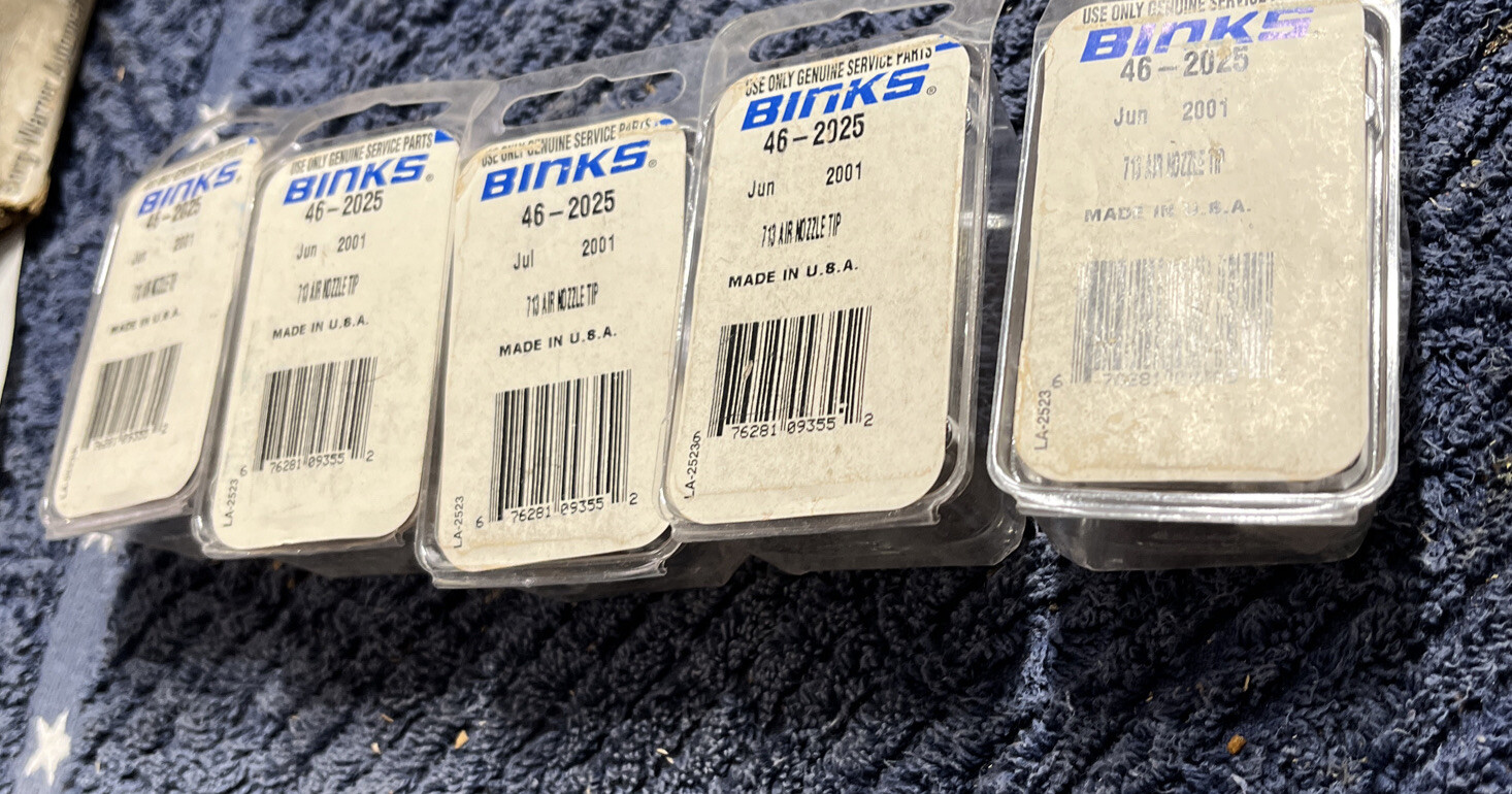 Lot Of 5 BINKS PRESSURE SPRAY GUN AIR NOZZLE TIP #713 46-2025 NIB