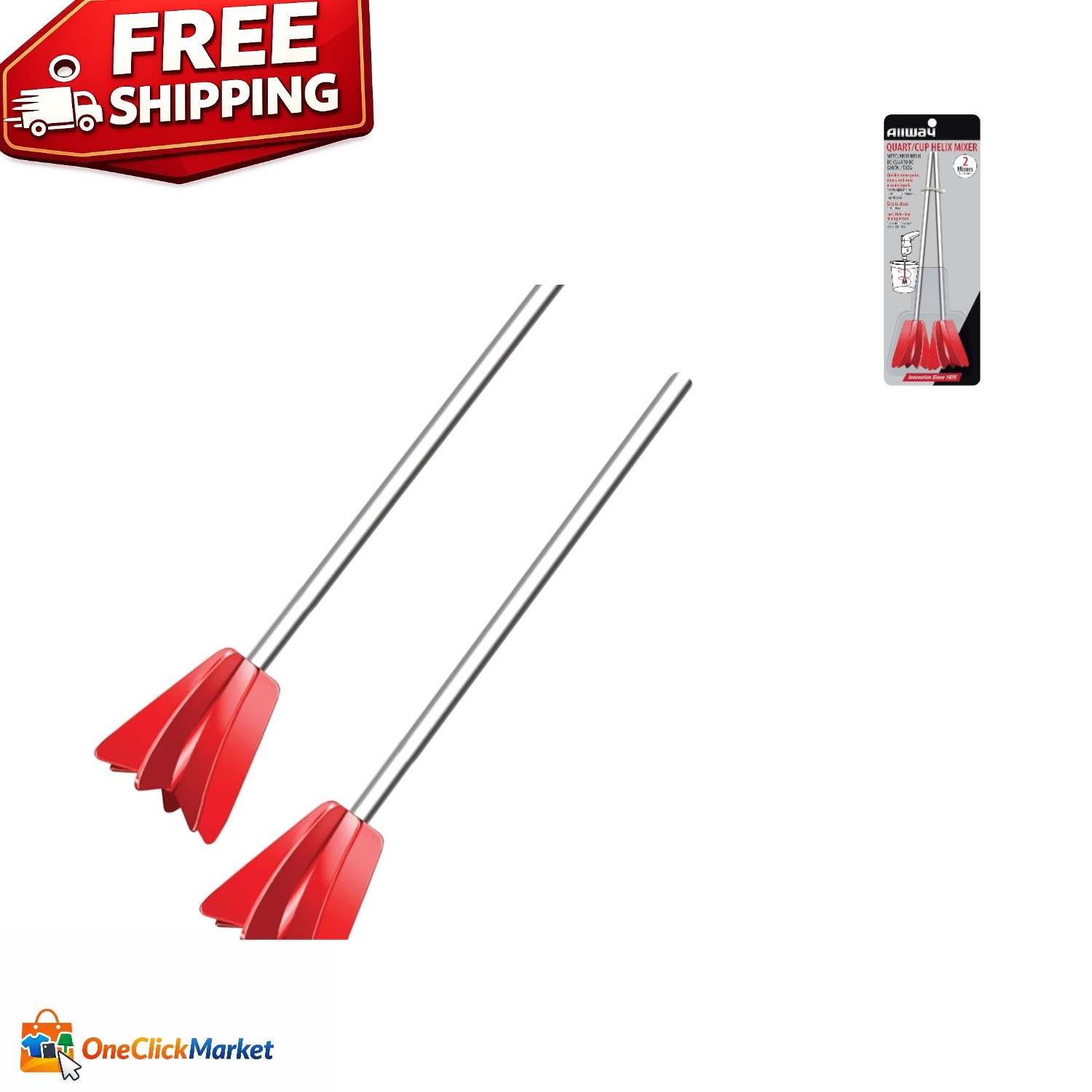 Efficient Helix Paint Mixer Attachment for 1-Quart & 1-Cup Containers – 2 Pack