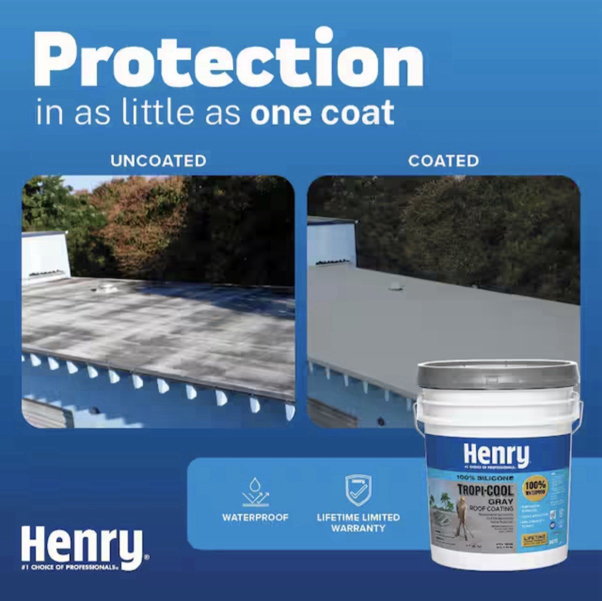 Henry Tropi-Cool 887G Gray Waterproof Silicone RV Roof Coating Sealant 4.75 Gal