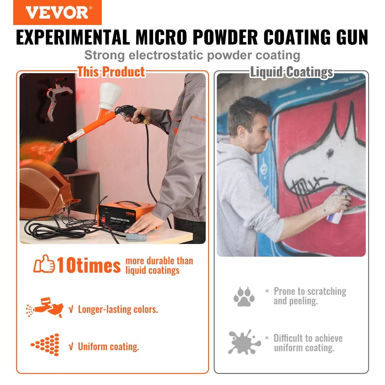 VEVOR Powder Coating System 50KV Electrostatic Output with Spray Gun Foot Switch