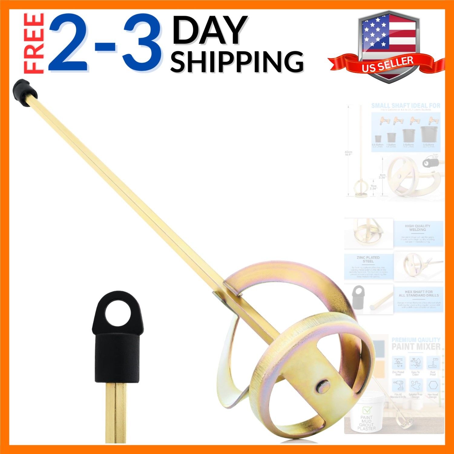 Paint Mixer for Drill, 1-5 Gallon Bucket, Paint Stirrer for Drill, Zinc Plate…