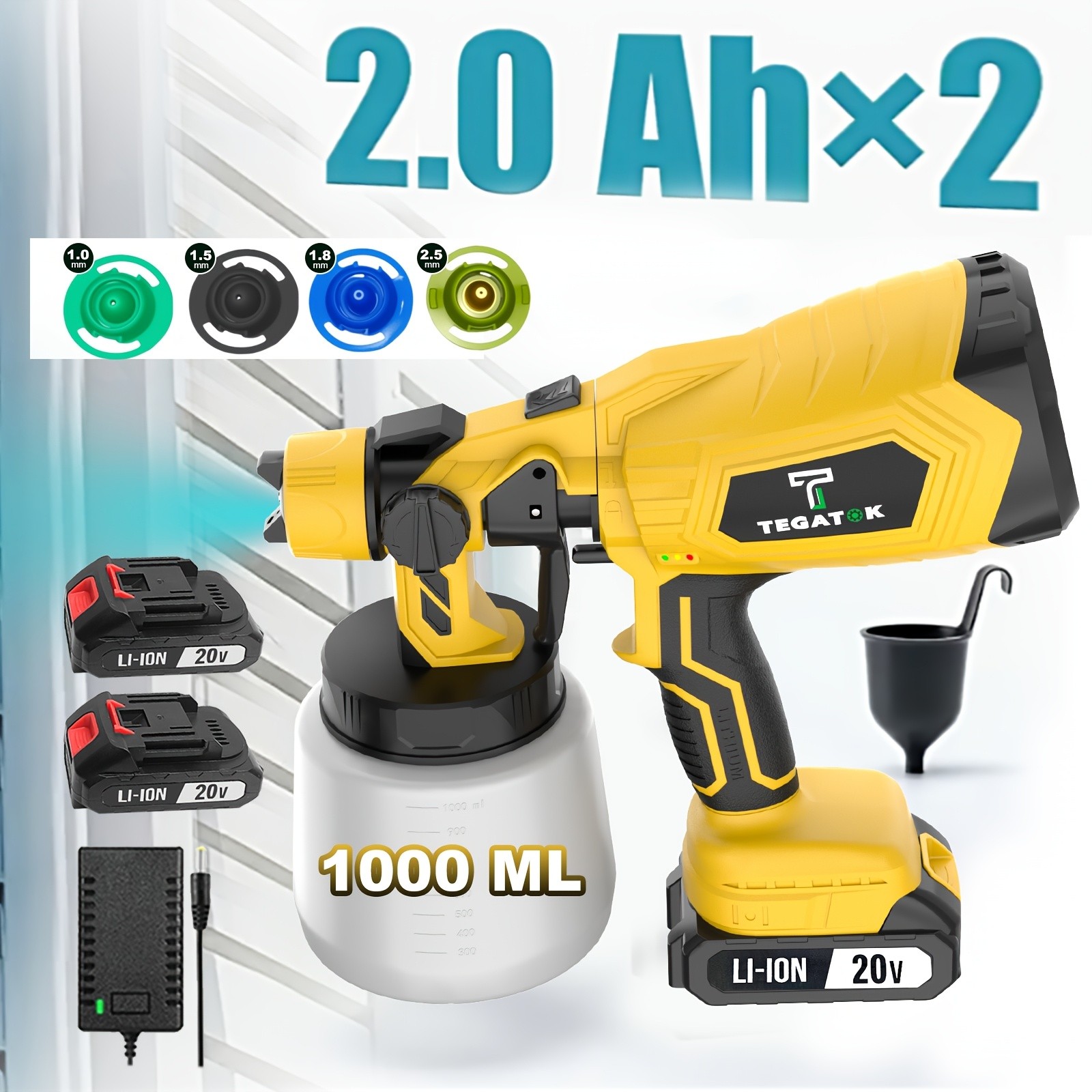 20V Wireless Spray Gun, Handheld Rechargeable Painting Gun, High Pressure Paint