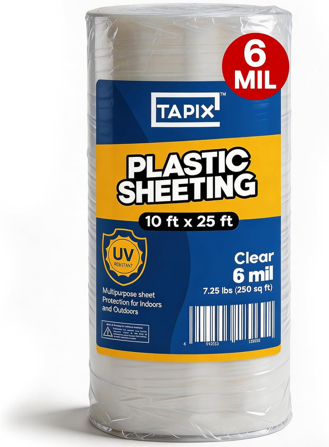 Plastic Sheeting (10′ X 25′) Long, 6 Mil – UV Protection Poly Sheeting Polyethyl