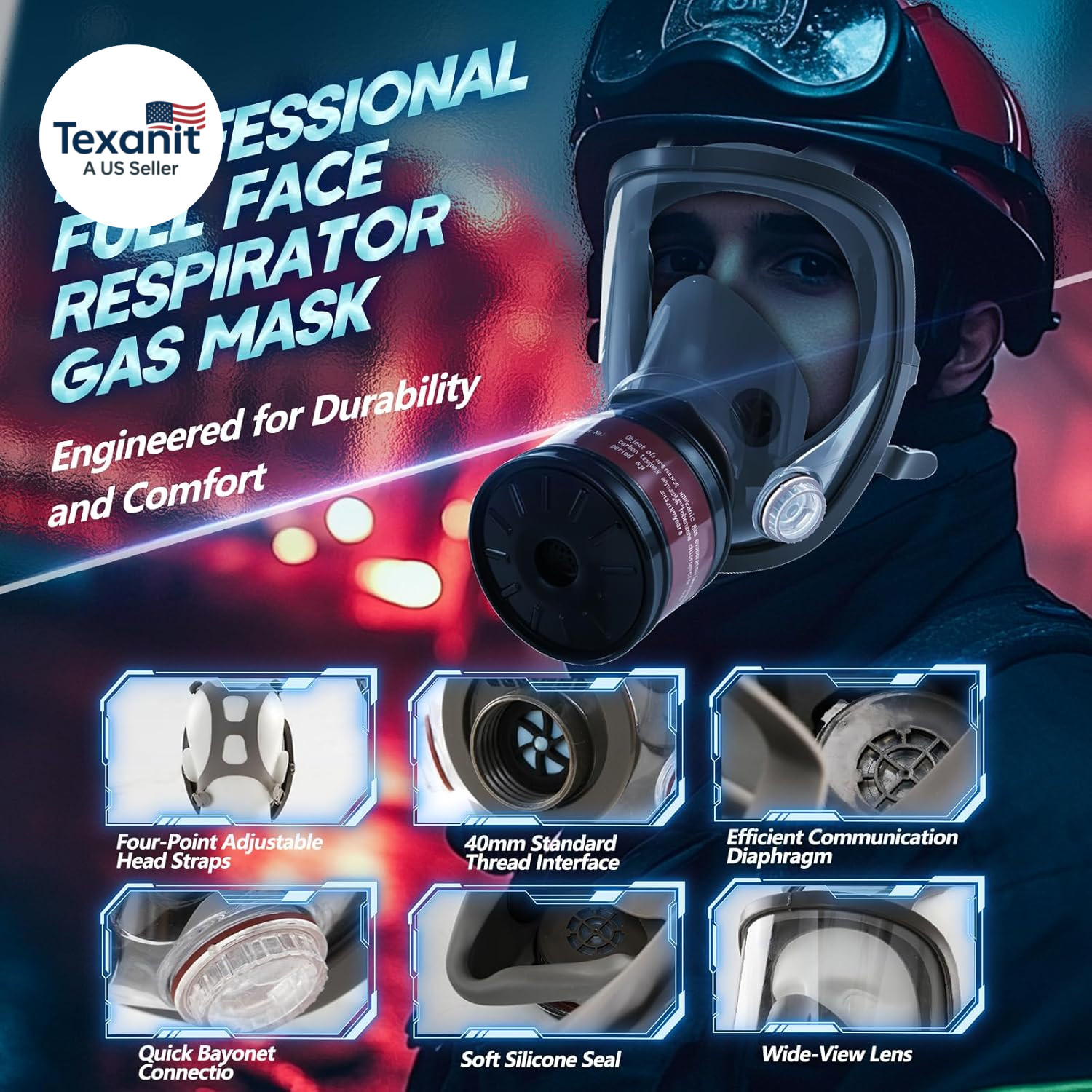 High-Efficiency PAPR Respirator System: Powered Air Purifying Respirators with 3