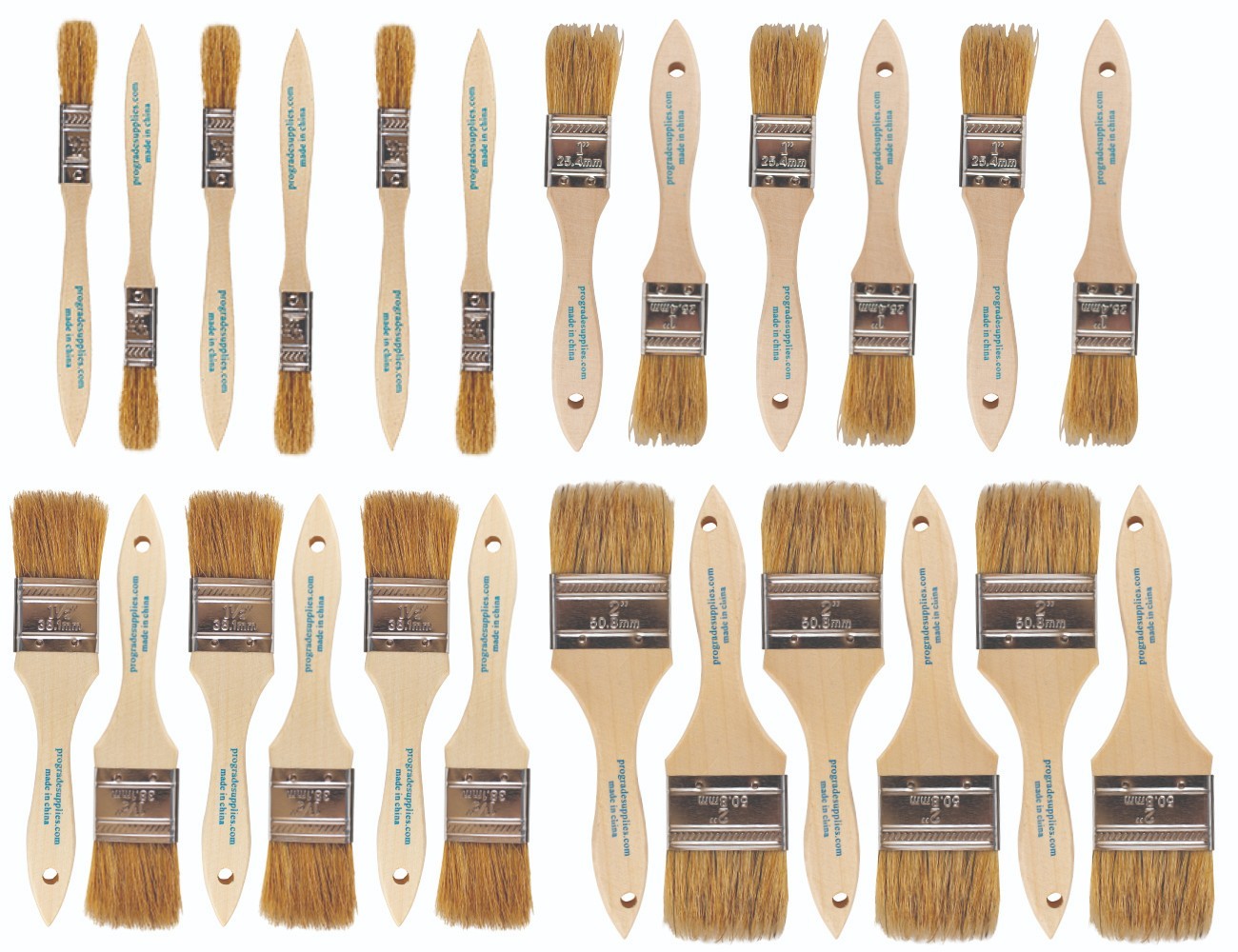Pro Grade – Chip Brush – Paint Brush Set – 24 Pack – Natural China Bristle