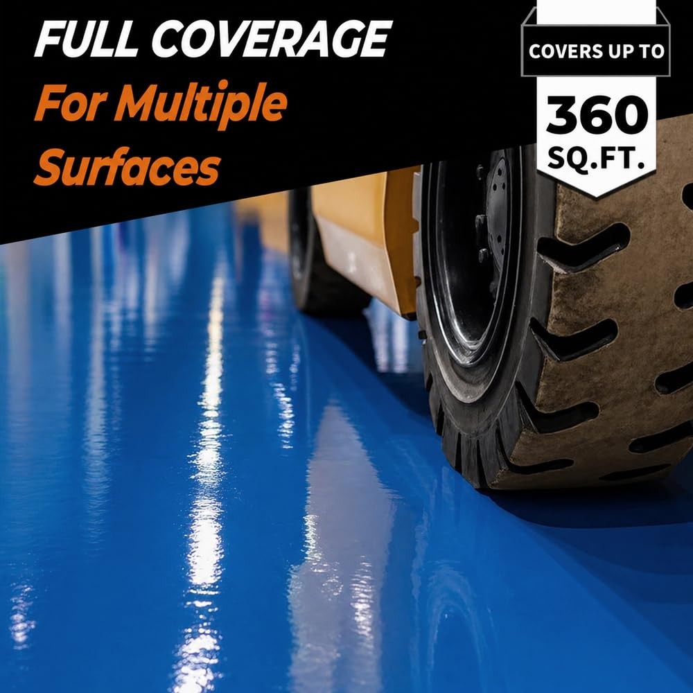 SHENGWEI floor paint Epoxy Resin Floor Coating 128 Fl Oz, Mediterranean blue
