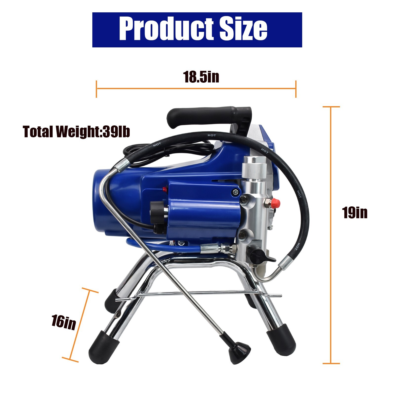 5HP Electric Airless Paint Sprayer High Efficient 3300PSI W/Extension Rod 110V