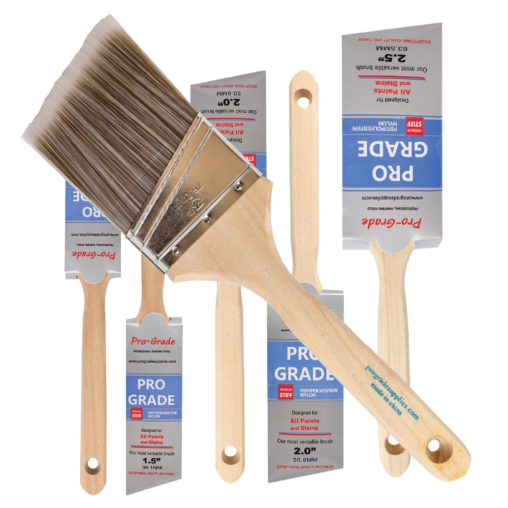 Pro Grade – Paint Brushes – 6 Pack Variety Angle Paint Brushes