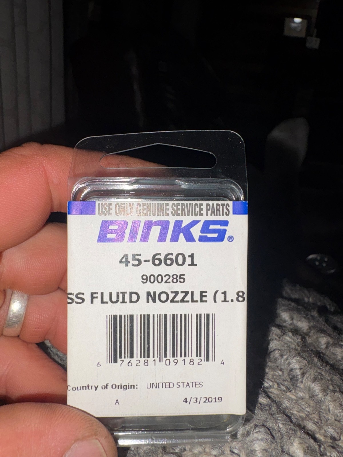 BINKS 45-6601 Spray Gun Fluid Nozzle,For 4YP07 1ZLC4
