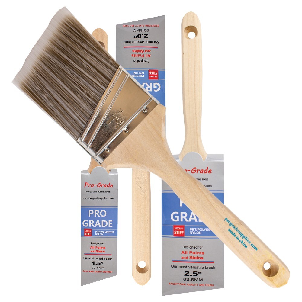 4-Pack Angle Brushes in Assorted Sizes for All Latex and Oil Paints & Stains