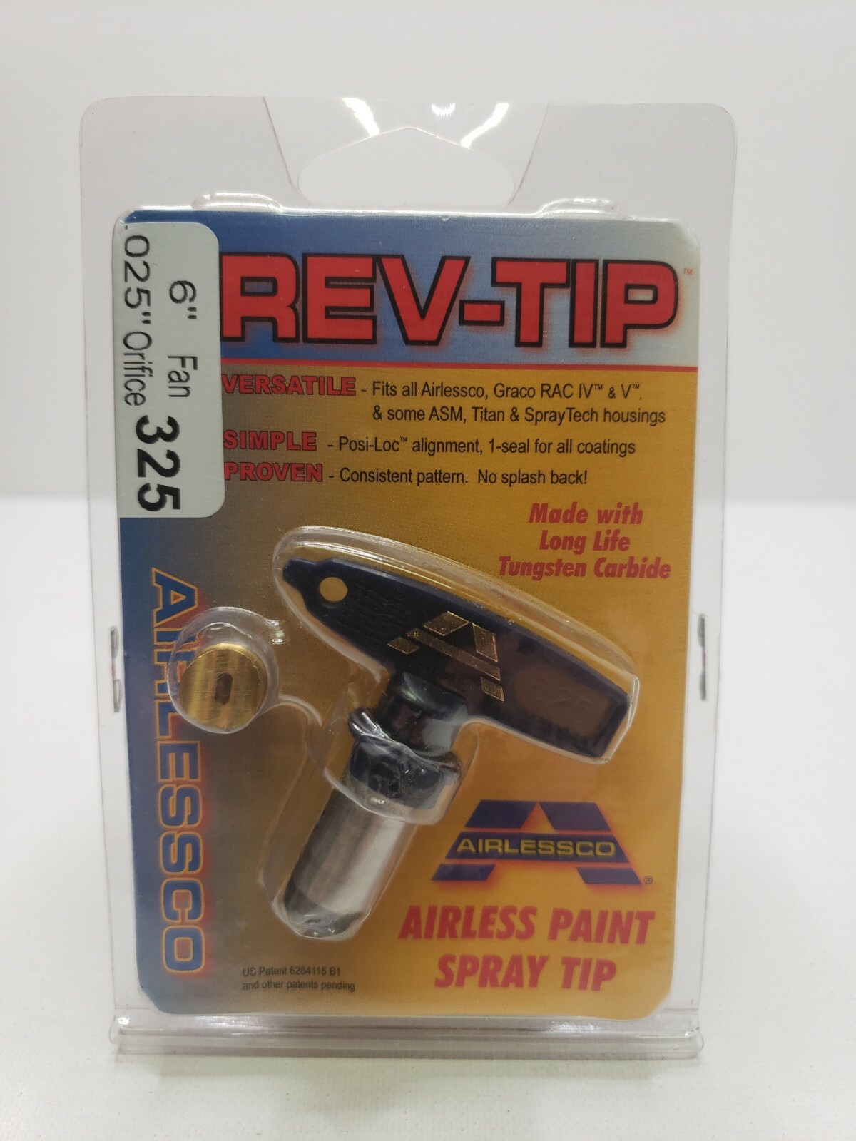 AIRLESSCO REV – TIP PN: 560 – 325, 6″ FAN .025 ORIFICE