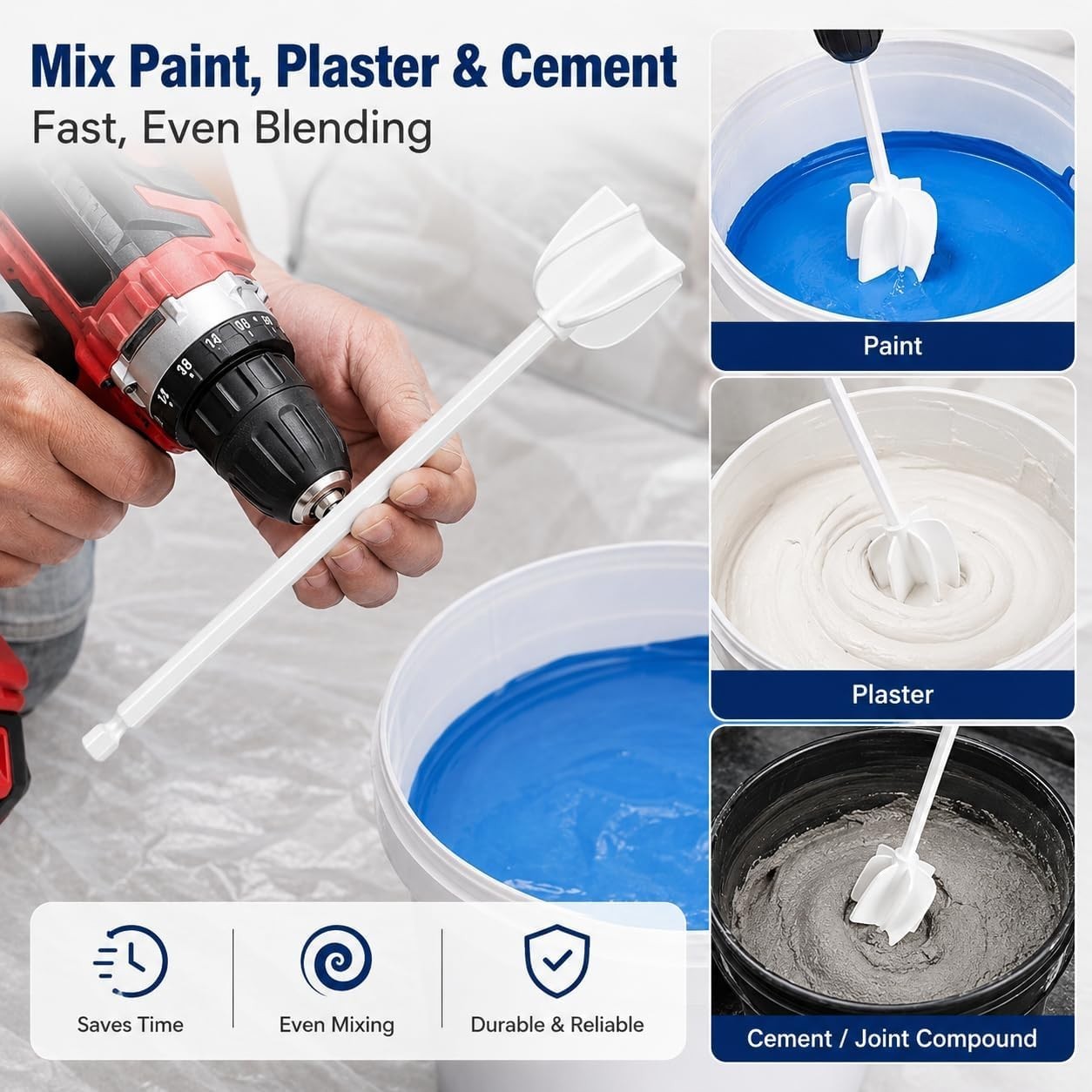 Efficient Paddle Mixer for Paint, Plaster & Cement – Universal Drill Attachment