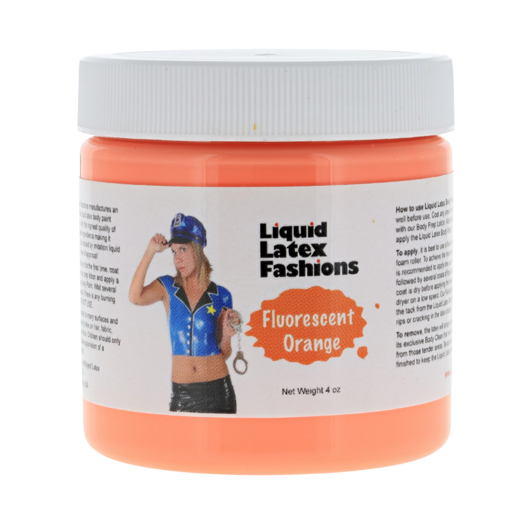 Fluorescent Orange Liquid Latex Body Paint – 4 oz – Blacklight and Bright