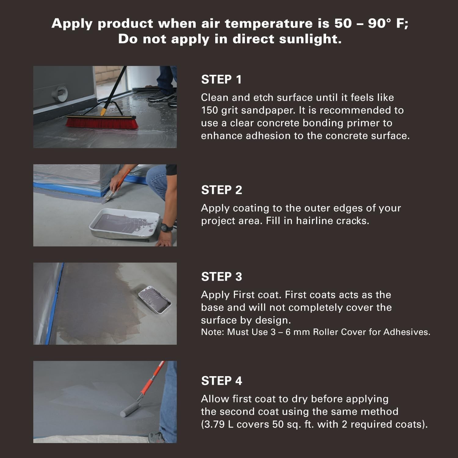 Interior/Exterior Concrete Coating, Slip Resistant, 1 Gal