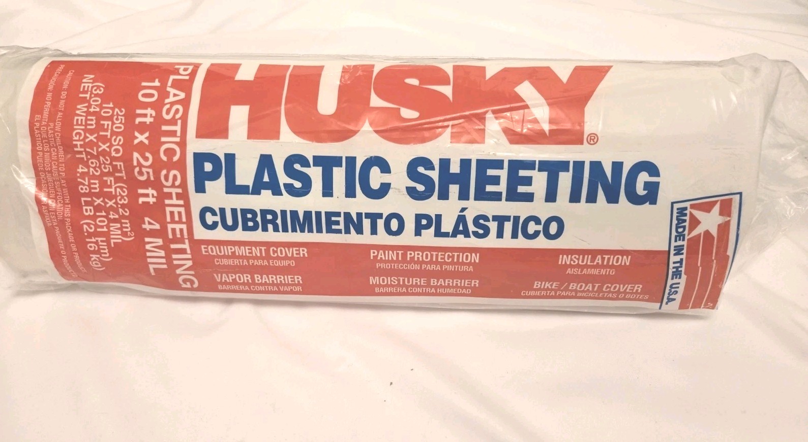 10ft x 25ft Clear Plastic Sheet For Construction/painting 4 mil Thick 41025C NEW