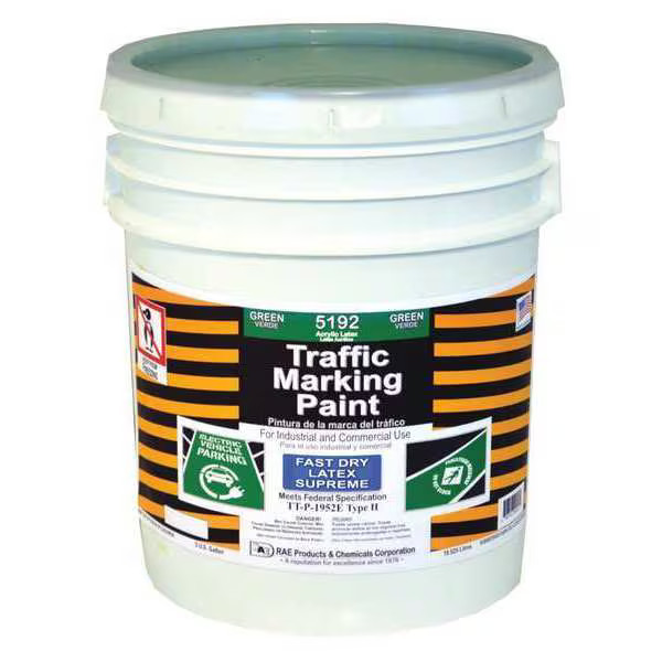 Rae Traffic Zone Marking Paint, 5 Gal., Green, Latex Acrylic -Based 5192 Rae