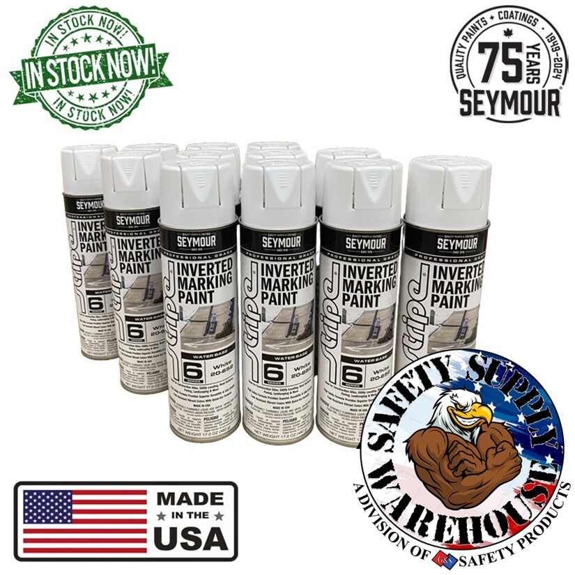 12PK Seymour 20-652 Inverted White Landscaping Construction Marking Paint 17 oz
