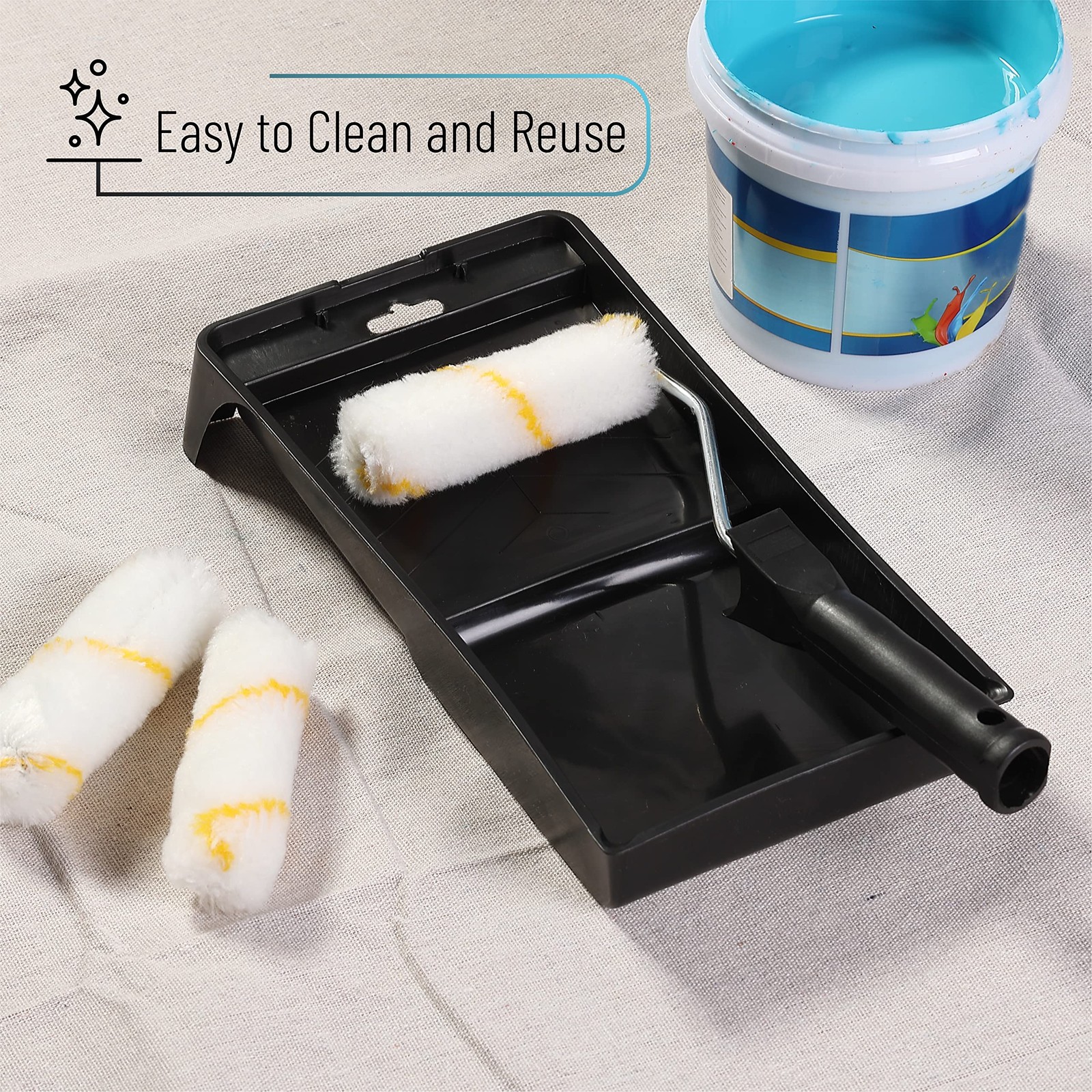 Bates- Paint Tray Set, 10 pcs, 4-Inch Roller Kit, 4″, 10 Black