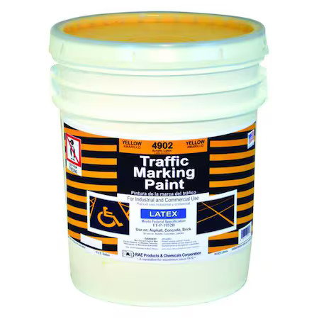 Rae 4902-05 Traffic Zone Marking Paint, 5 Gal., Yellow, Latex Acrylic -Based