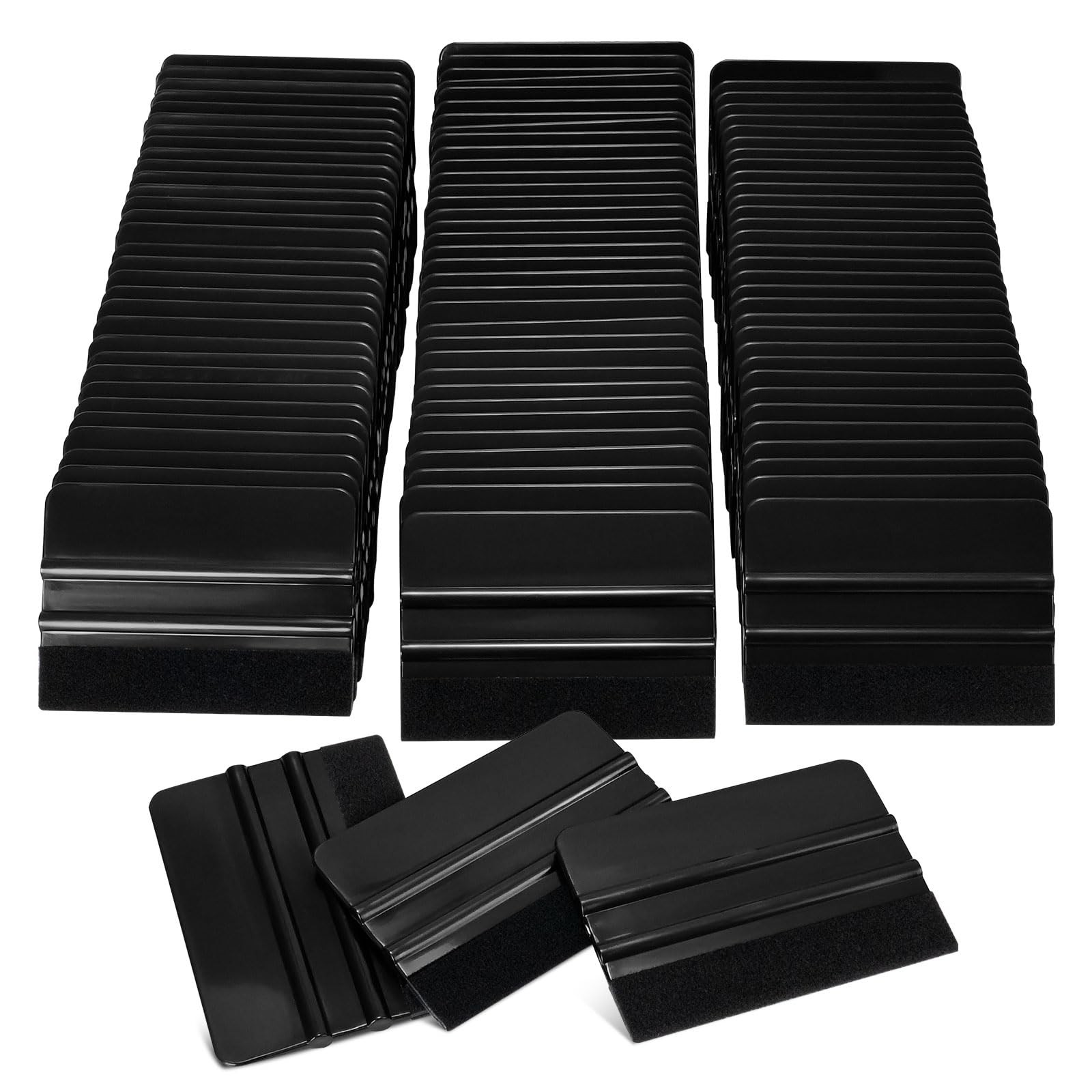 100 PCS Felt Squeegee for Vinyl – Flexible Plastic Black