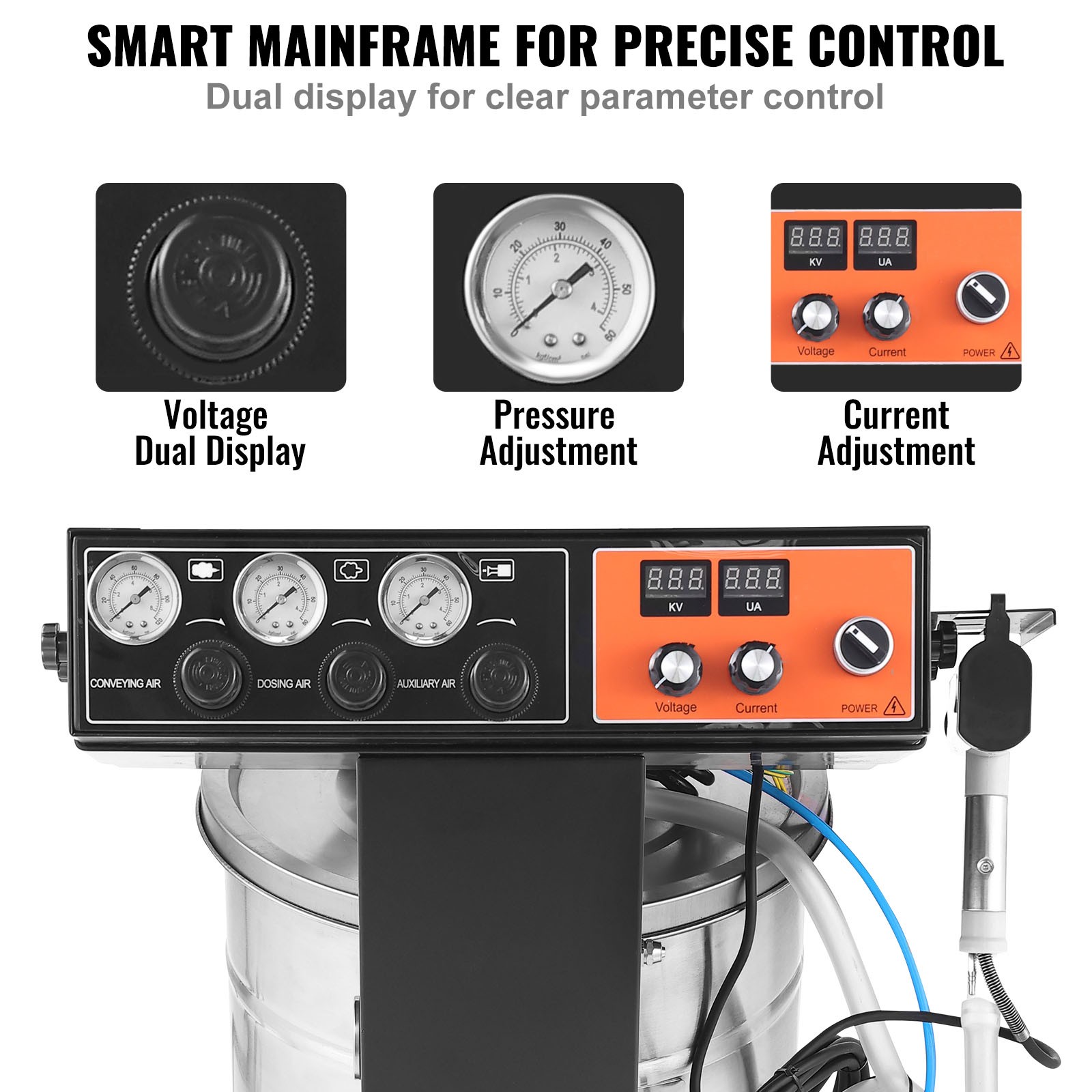 Uimoso 40W Electrostatic Powder Coating System with 100KV Output and 50L Hopper