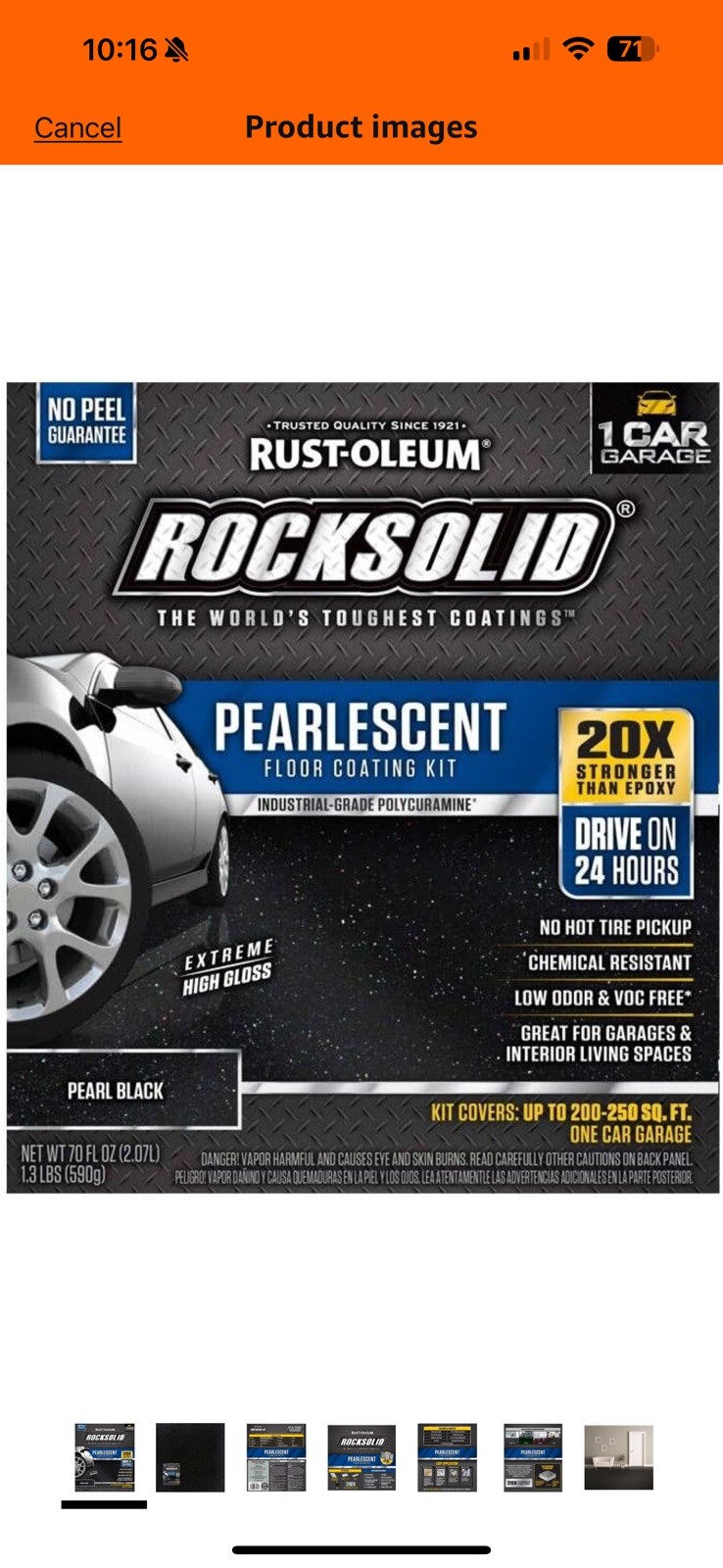 Rust-Oleum 306325 RockSolid Pearlescent Floor Coating Pearl Black 1 Car Garage K