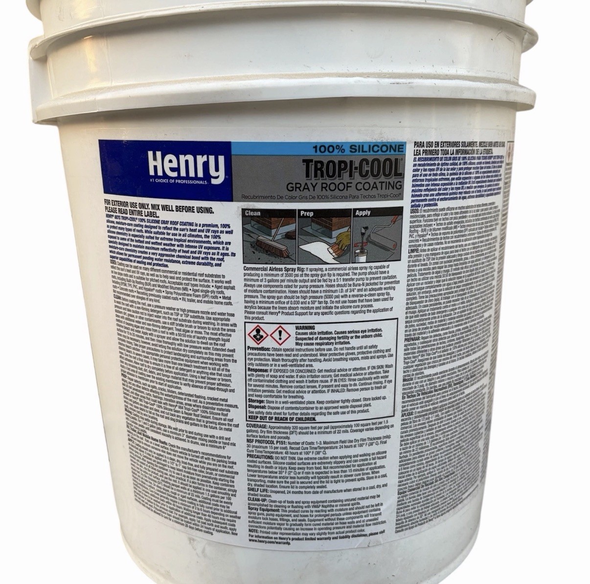 Henry Tropi-Cool 887G Gray Waterproof Silicone RV Roof Coating Sealant 4.75 Gal