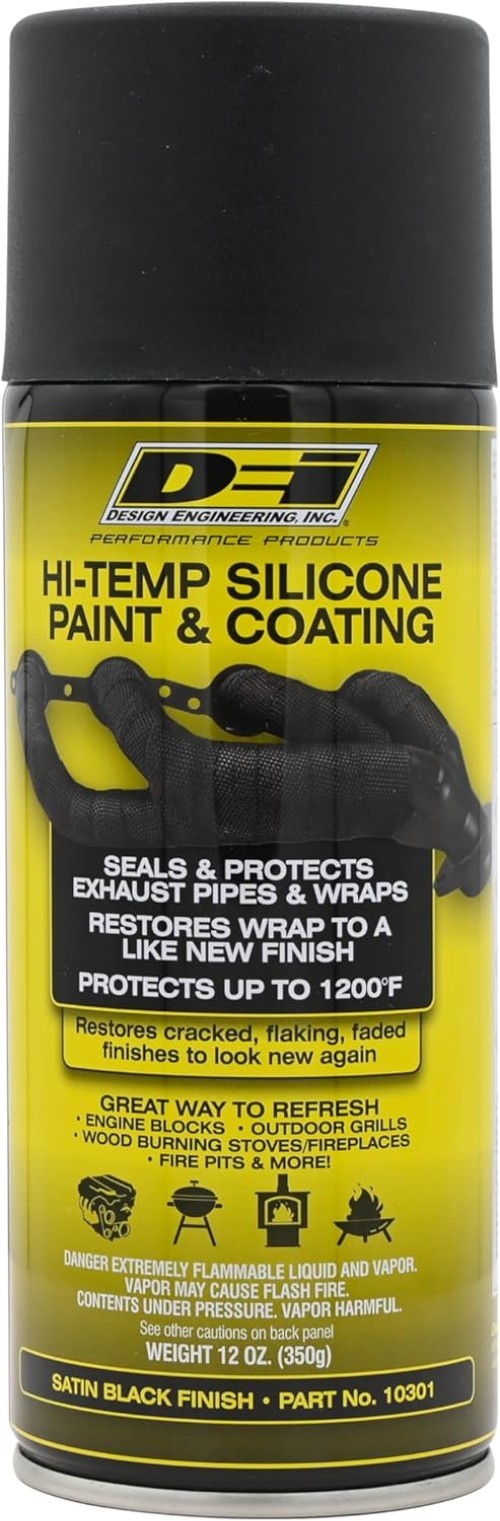 Silicone High Temp Coating Spray Black 12oz For Metal Engine Parts Up To 1200F