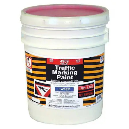 Rae 4909-05 Traffic Zone Marking Paint, 5 Gal., Red, Latex Acrylic -Based
