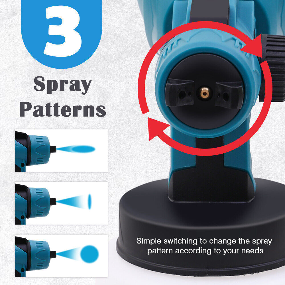 High Pressure Cordless Paint Sprayer Electric Airless HVLP Spray Gun +2 Battery
