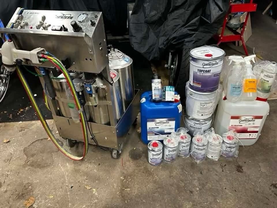 Cosmichrome E-Gun Washing System 0.5hp 1 Gal Cart w/ 6ft Hose Gauge Counter