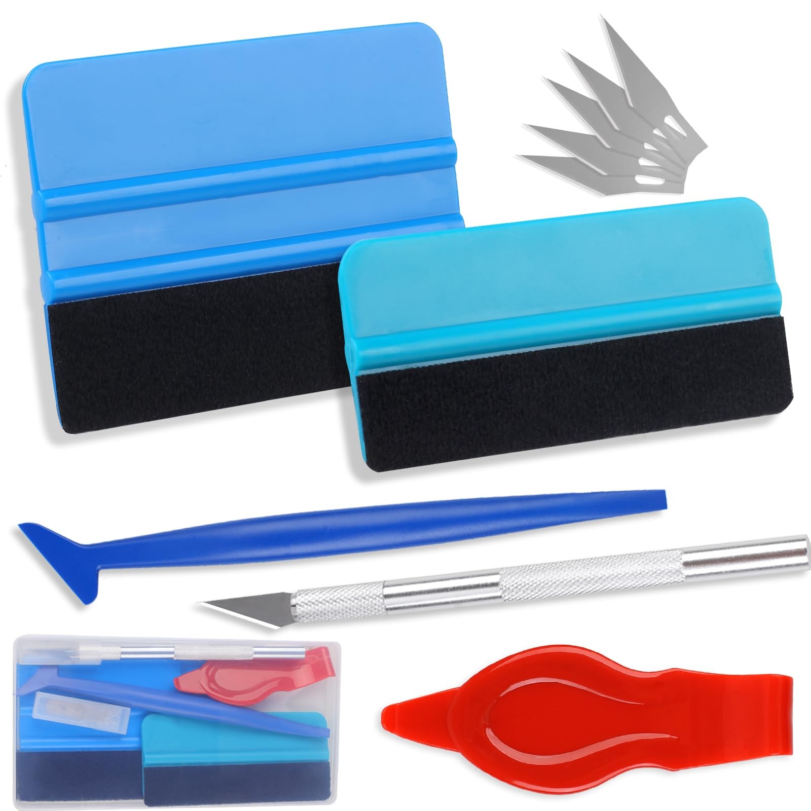 10PCS Window Tint Tools Kit, Premium Vinyl Wrap Easy to Apply Glass Blue