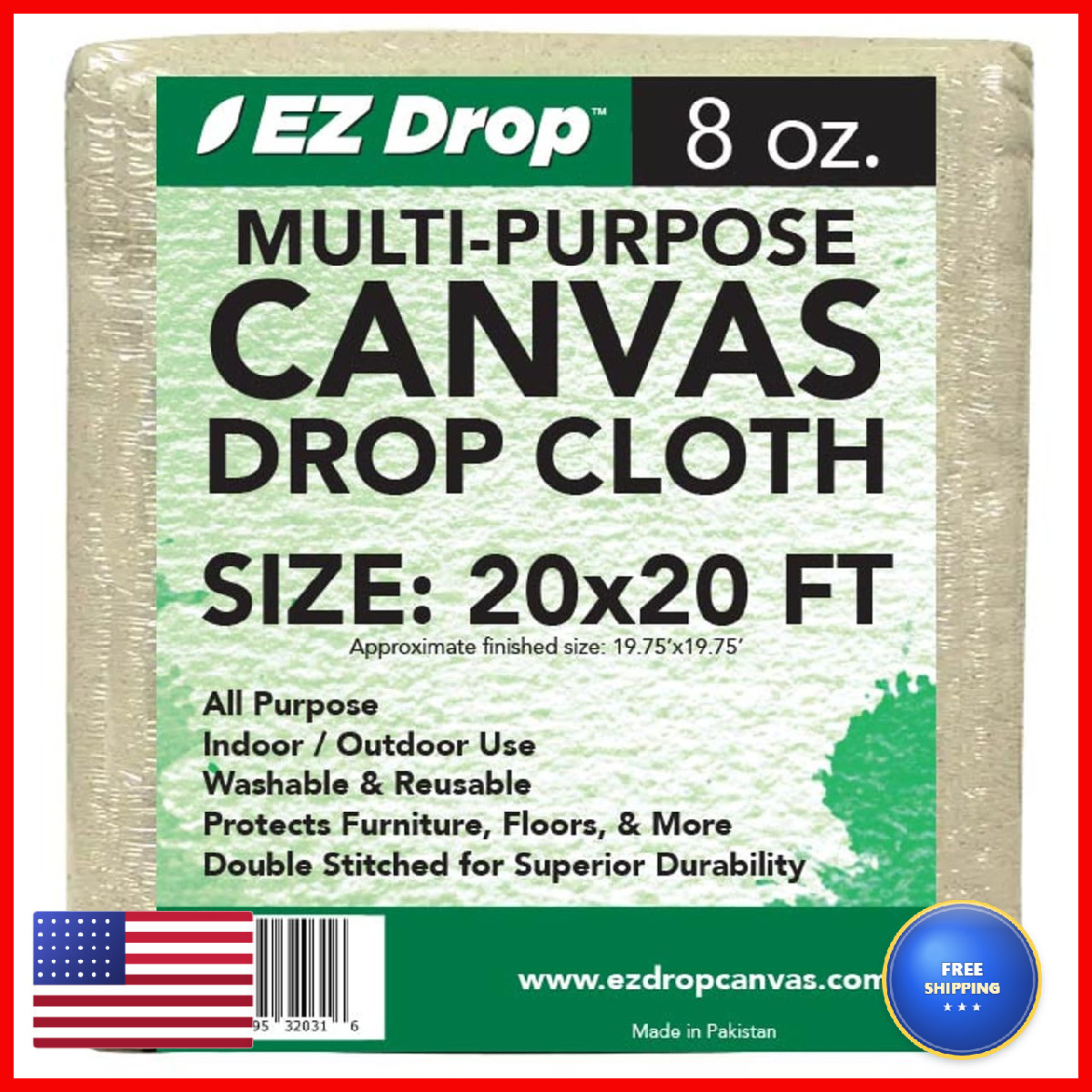 Ez Drop Painters Large Canvas Fabric Drop Cloth For Painting 20 Ft. X 20 Ft.