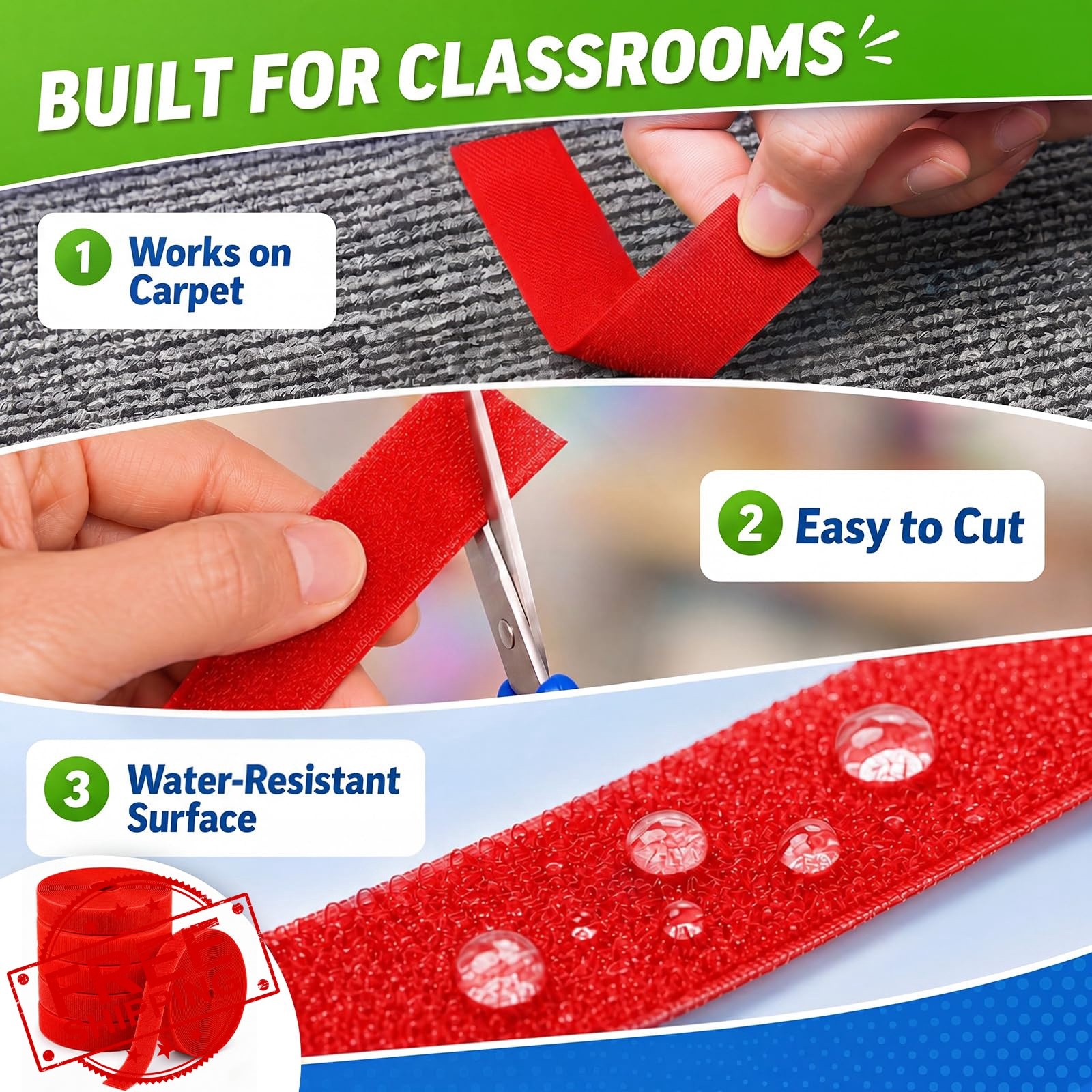 Zonon 6 Rolls Red Carpet Marker Strips 25ft x 1 Inch