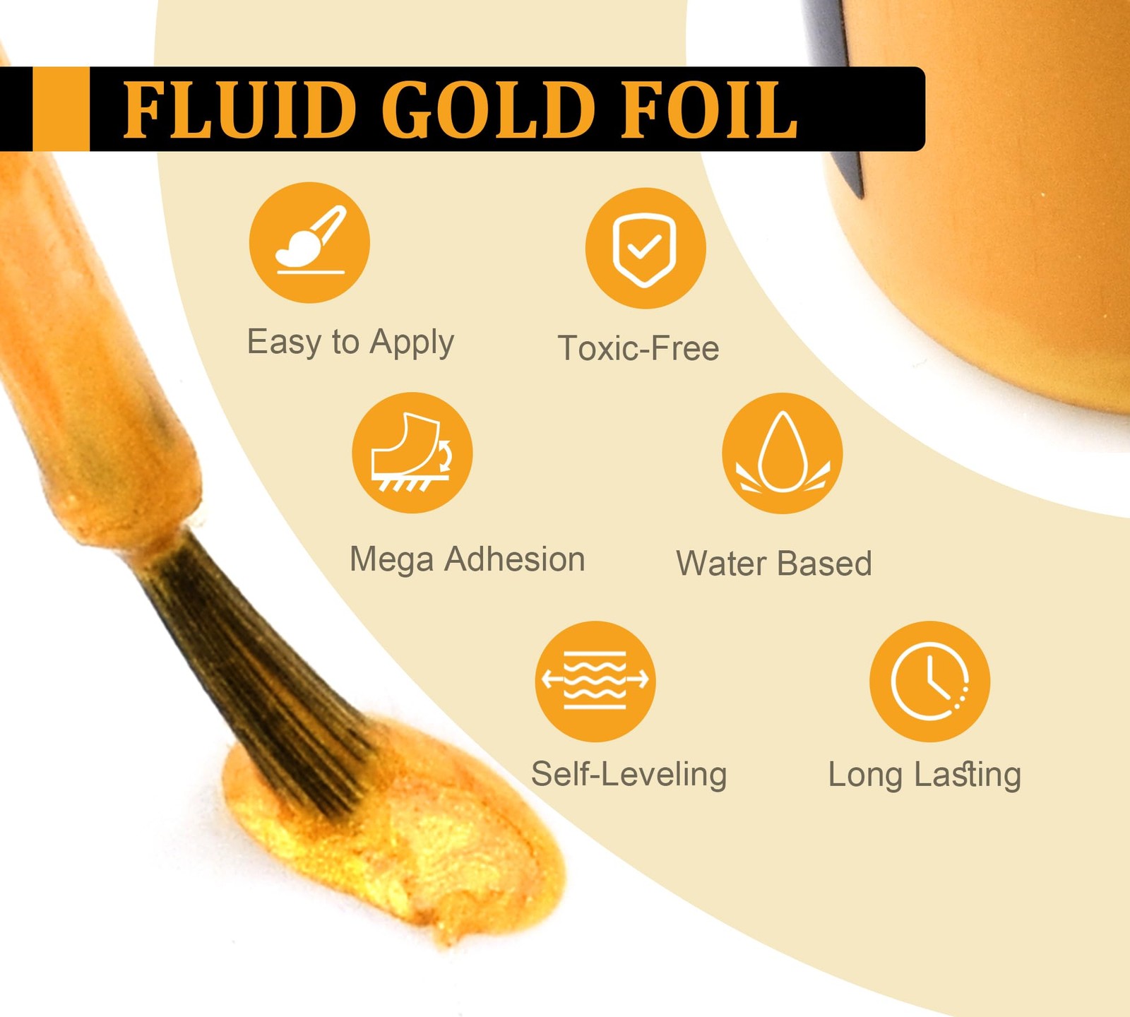 Metallic Gold Paint, 7oz Water-Based Liquid Leaf Paint Kit for