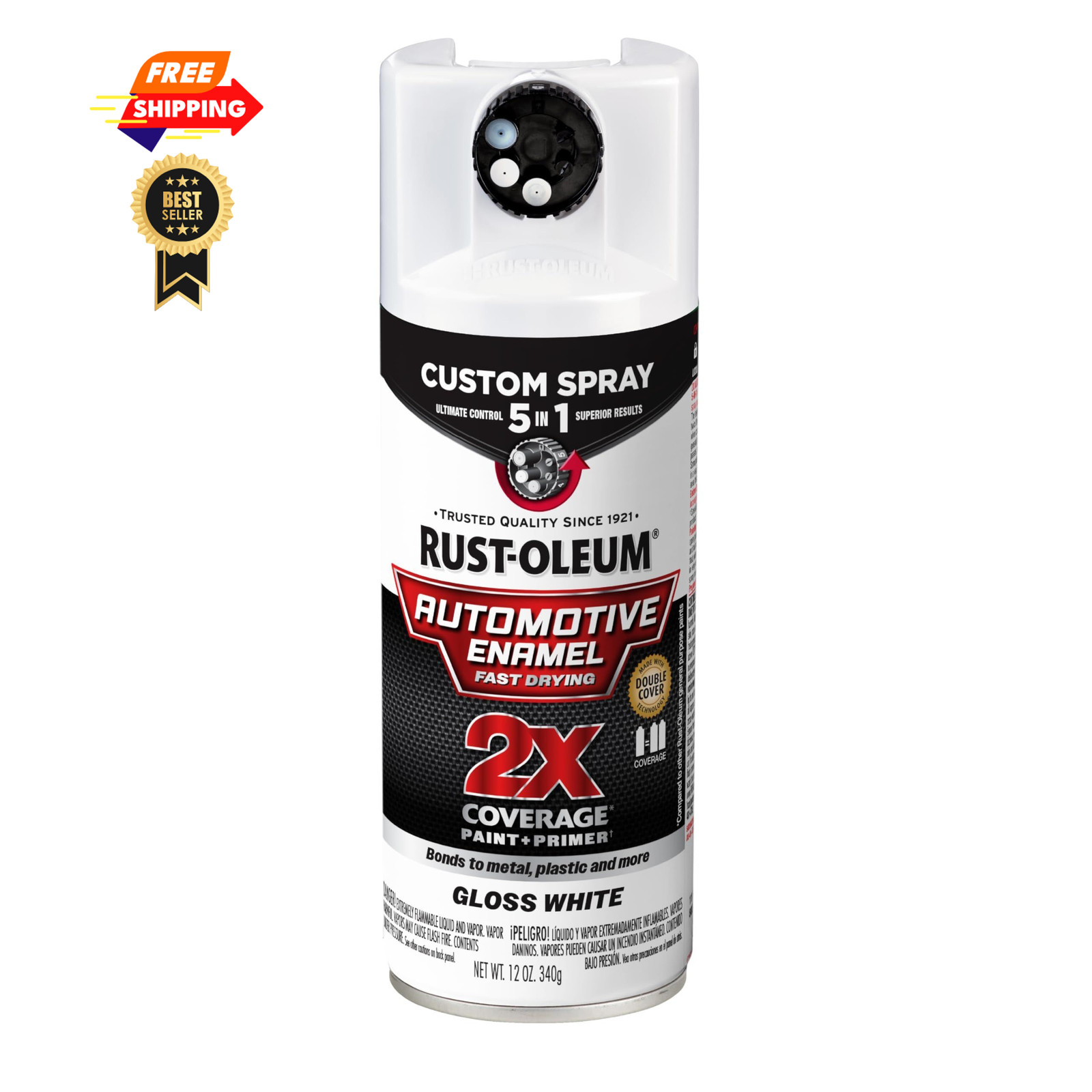 Rust-Oleum 2X Automotive Enamel Custom 12 Ounce (Pack of 1), Gloss White