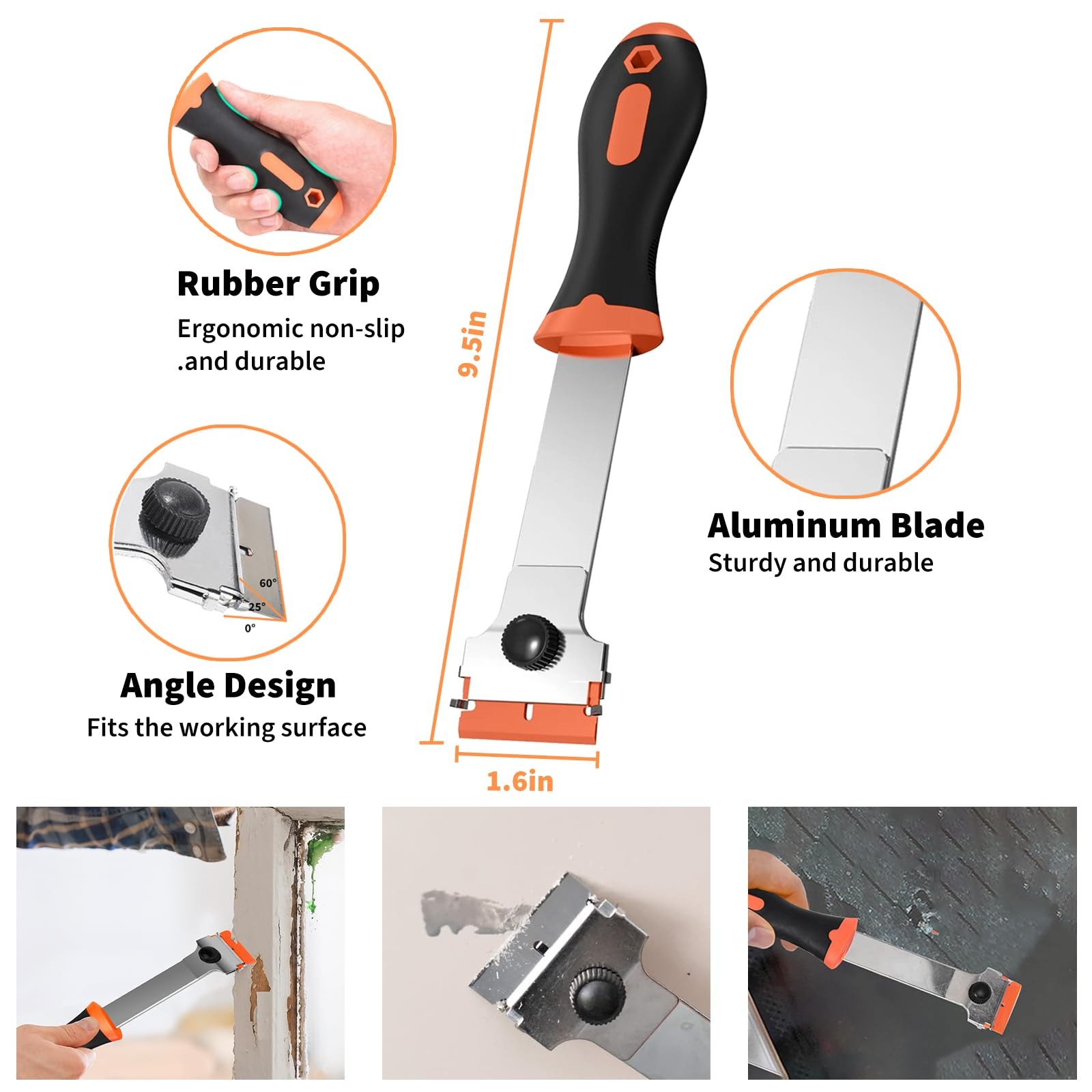 Wdmxszdq Razor Blade Scraper Tool Set, 4 Pack Paint 5/5000 Black and Orange
