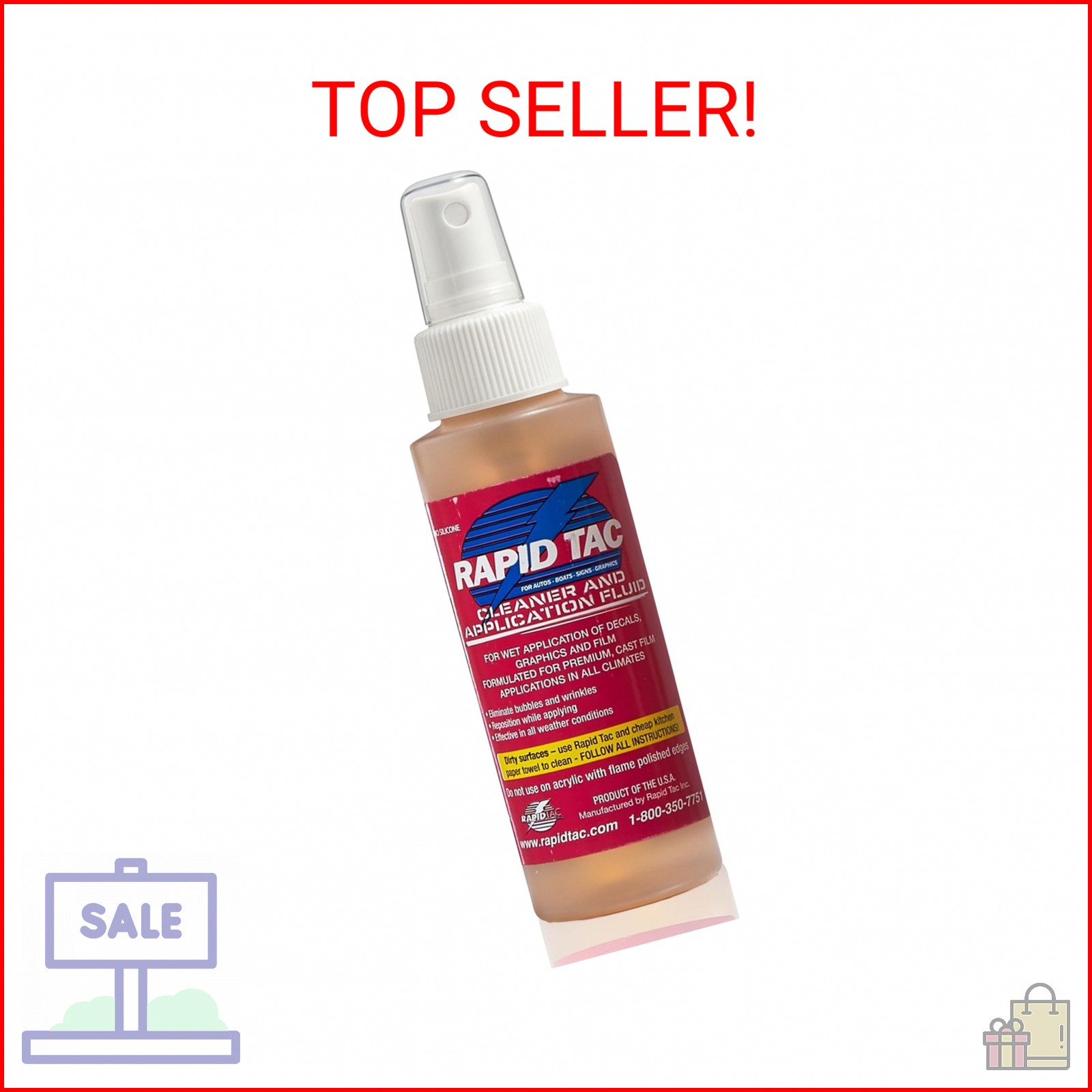 Rapid Tac Application Fluid 4oz Spray Bottle | Bubble-Free Application | Allows