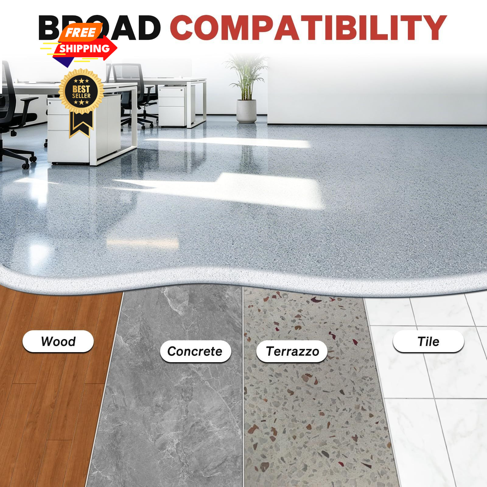 DWIL Epoxy Floor Paint with Colored Sand – 42 Fl Oz (Pack of 1), Light Gray