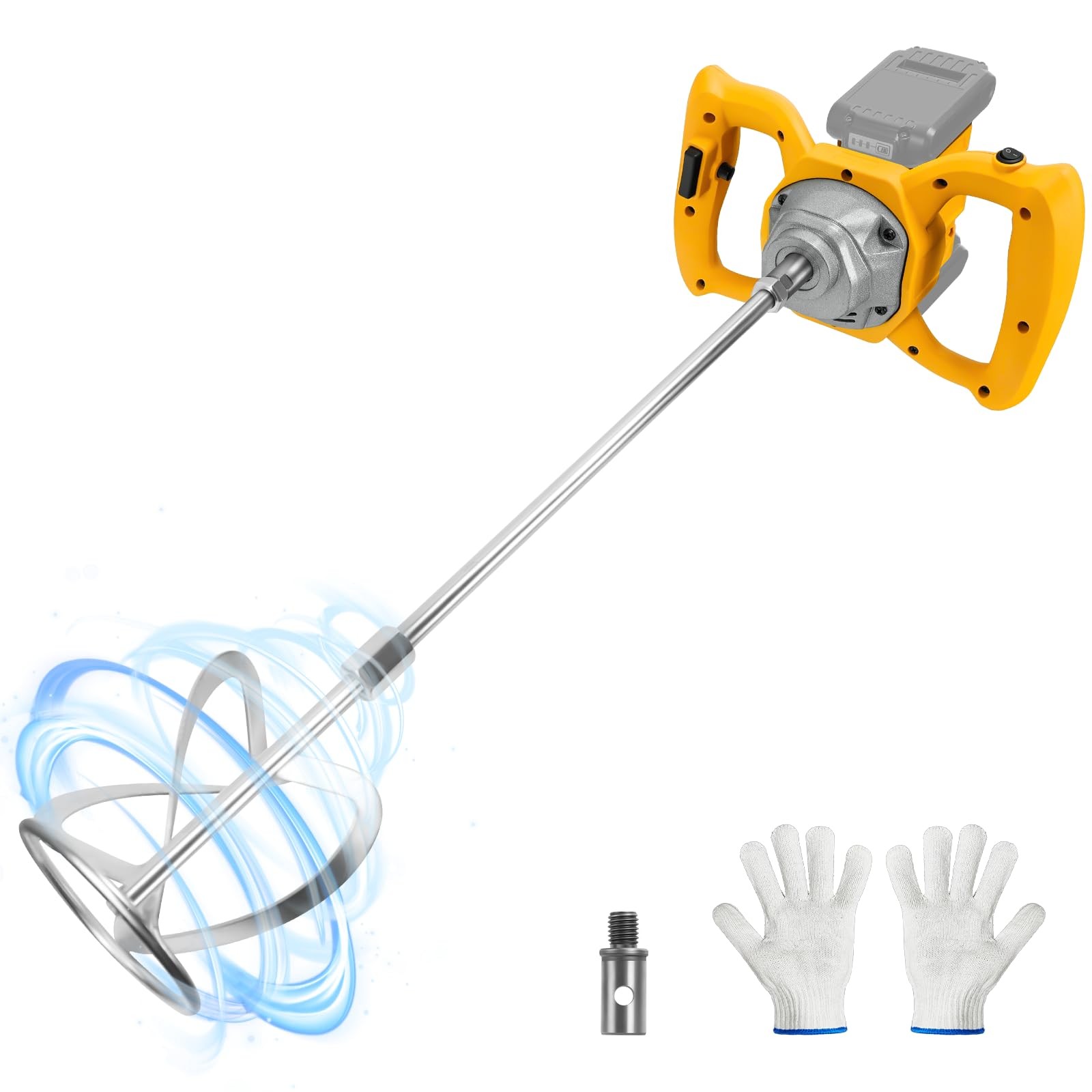Cordless Cement Mixer, for Dewalt 20V Battery, 1200W Handheld Electric Concre…
